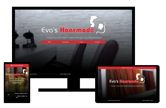 Screenshot Referenz Webdesign von Eva's Haarmode