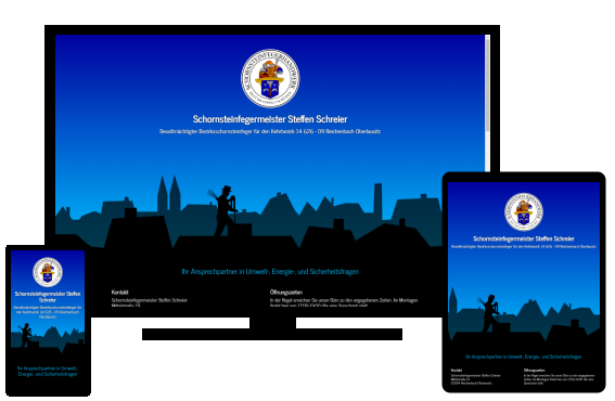 Screenshot Referenz Webdesign von Schornsteinfeger Schreier
