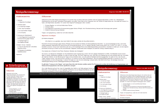 Screenshot Referenz Webdesign von Steigschutz­montage